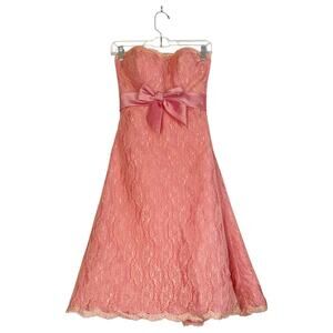 Vintage Y2K Winnie Couture Pink Sweetheart Tea Dress Strapless Size XS 0 2 Prom
